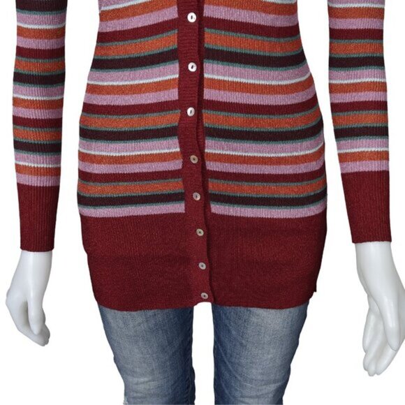 Zara Cardigan Striped Shimmery Thread Knit Special Edition Size Small - Picture 7 of 13